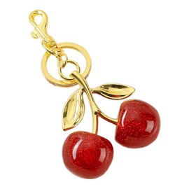 xuzhiyuan Cute Cherry Charms Keychain Y2K Fruit Key Ring for Women for Car Keys Holder Bag Purse-Red Gold2