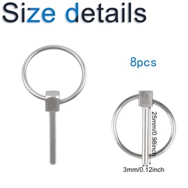 INCREWAY Lynch Pin,8PCS Dia 3mm Stainless Steel Round Safety Pins Trailer Lock Pin Retaining Pins Lynch Pin Fasteners for Track Farm Lawn