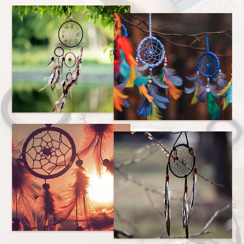 PATIKIL 48 Pcs Dream Catcher Rings, 1.5 inch Floral Macrame