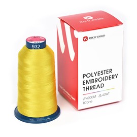 Poolin Embroidery Machine Thread Richword Selected Yellow 4000M 40WT Polyester Embroidery Thread – Smooth, Strong Single Spool for Home & Commercial Machines 0932