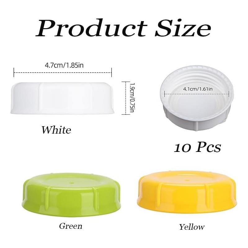 Flyanzebi Narrow Milk Bottle Caps, 10Pcs White, Leak Proof Design,