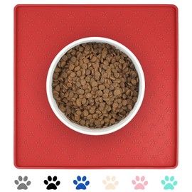 Ptlom Dog Food Mat Anti-Slip Dog Bowl Mats for Food and Water, High-Lips Dog Feeding Mat Waterproof Pet Placemat Prevent Messy Spills to Floor, Silicone Puppy Tray for Small Medium Large Dogs Cats