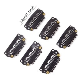 Honbay 50PCS 6-Teeth Black U-Shape Snap Clips for Hair Extensions - 2.8cm/1.1inch (Black)