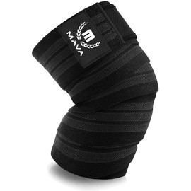 Mava Sports Rodilleras para entrenamiento cruzado, entrenamiento de gimnasio, levantamiento de pesas, fitness y levantamiento de potencia, correas de rodilla para sentadillas, compresión unisex de 72 pulgadas y soporte elástico, color negro, 1 unidad.