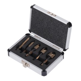 lvifloae 5 Pieces Countersink Drill Bits 1/4 inch 3/8 inch 1/2 inch 5/8 inch 3/4 inch 5 Long Flute Countersink Drill Bits with 1/4 inch Hex Shank for Wood Fiberboard Plastic Metals with Aluminum Case