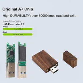 Yaxiny 5 Pack Rechteck Walnuss Holz 3.0 USB Flash Drive 64GB USB Disk Memory Stick mit Holz