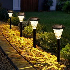 GIGALUMI 8 Pack Solar Lights Outdoor Waterproof,New Upgraded Solar-Powered Lights for Outside, Garden, Outdoor Light for Patio,Lawn,Yard and Landscape(Warm White)