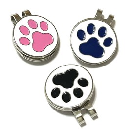 Green Life Golf Marker Paw Magnetic Hat Clip Set of 3 (Pink, Blue, Black)