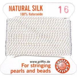 FindingKing Griffin Thick Silk Beading Bead Cord White Size 16 1mm