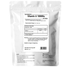 UKHealthHose Vitamin A 240 Tablets 10,000iu | Eye Retinal Skin Care Acetate Eye Care Support Mucous Membranes Retinol Acetate Vegan UK Very Strong