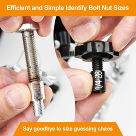 Nut and Bolt Thread Checker, Thread Checker Standard and Metric, Bolt Size and Thread Gauge, 45 Male/Female Identifier Gauges (24 Inch & 21 Metric)