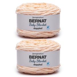 Bernat Baby Blanket Dappled ABRACAD-Apricot Yarn - 2 Pack of 300g/10.6 oz - 100% Polyester - #6 Super Bulky - 220 Yards - Knitting/Crochet