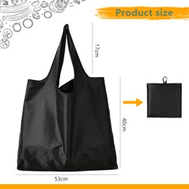 lbxtswpl Foldable Shopping Bag, 3 Pack Reusable Grocery Bags, Water Resistant Shopping Tote Bag, Washable Foldaway Shoppings Bags Foldable Eco-Friendly Shoppings for Storage(Black)