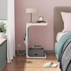 TUTOTAK C Shaped End Table with Charging Station, Side Table