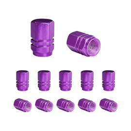 Ohleats 12 PCS Car Tire Valve Stem Caps, Leakproof Tire Air Cap with O Rubber Seal, Aluminium Wheel Valve Dust Cover for SUV Truck Motorcycle Bike, Universal Car Accessories (Purple)