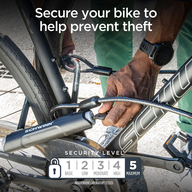 Schwinn Bike Max U-Lock with Double Crimped Cable, 2 Keys