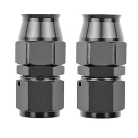 YSIL 6AN Female PTFE Hose End Fitting Swivel Straight Hose Adapter Only Fit for PTFE Fuel Line Hose Aluminum Black 2PCS