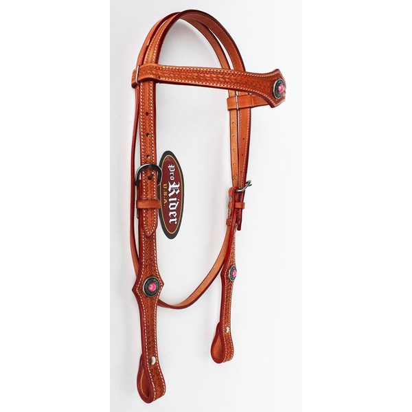 PRORIDER Horse Show Saddle Tack Rodeo Bridle Western Leather Headstall 7825H