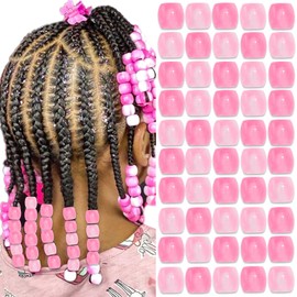 VENOFEN 50PCS Hair Beads Light Pink Bead for Hair Cute Pony Beads for Kids Girls Dreadlock Accessories Hair Decoration Jewelry Making Kit