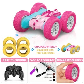 seveclotree Remote Control Car for Kids,360°Rotating Double Sided RC Cars,4WD 2.4Ghz Stunt Car Toys with Headlights,Birthday Gifts Toys for 6+ Year Old Boys and Girls…