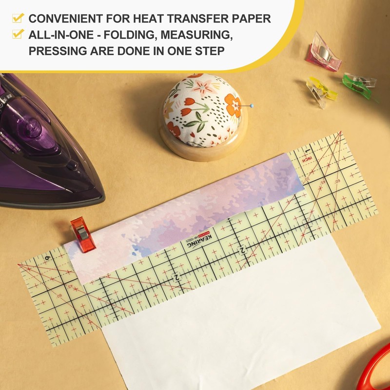 EFUTURETIME Ironing Ruler, Heat Resistant, 10 x 2.5 Inches, Universal