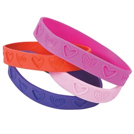 Valentine's Day Love Hearts Rubber Bracelets 7" - 24 Pc.