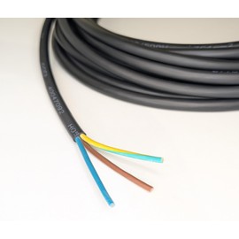 Flexible Rubber Power Cable, 3 Core, 1.0mm², H05RN-F 3G1.0, Indoor & Outdoor Use - Various Lengths (5m)