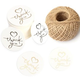 100 Pcs Etiquetas de Papel de Regalo, Etiquetas de Carton con 30 Metros Hilo de Yute, Etiquetas de Agradecimiento de Blanco, Etiqueta Tiqueta Redonda Regalo con Cordel para Boda, San Valentín, Artes