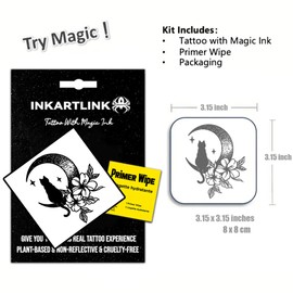 INKARTLINK Semi Permanent Tattoos, realistic cat tattoos, temporary tattoos, adult art designs, party favors, waterproof, no adhesive, no reflective, lasts 1-2 weeks (Miss Cat)