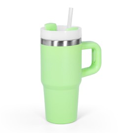 AGH 14 oz Tumbler with Handle and Straw,Kids Stainless Steel Double Layer Insulated Mug,Reusable Stainless Steel Water Bottle,Keeps Beverages Cold for 16 Hours(Mint Green)