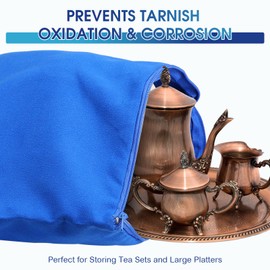 Sureio 20 Pcs Zippered Silver Storage Bags 18 x 18 Inch Jewelry Anti Tarnish Bag Silver Protector Cloth Pouch Velvet Silverware Polishing Storage Pouch for Home Kitchen Tableware Tool Supplies