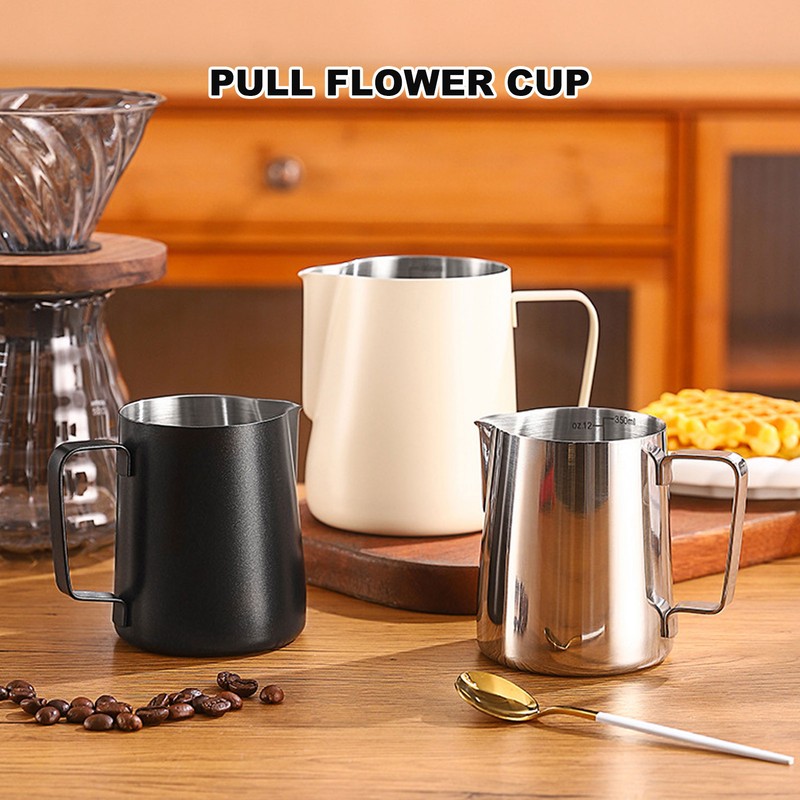 Pull Flower Cup Stainless Steel Art Froth Cup Pointed Mouth