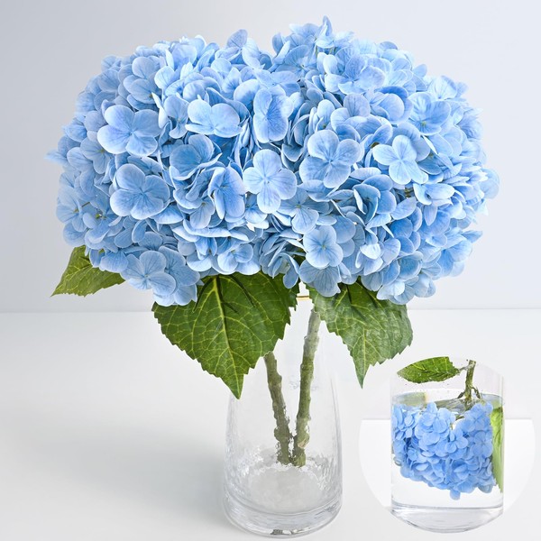 MARTINE MALL 2Pcs 21in Hydrangea Artificial Flowers, Latex Real Touch