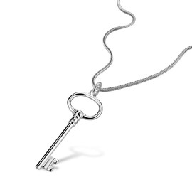 Dankadi Classic female original silver necklace 925 silver key pendant necklace minimalism 45-60cm snake chain jewelry lobster clamp clasp (Chopin chain 22 inch)