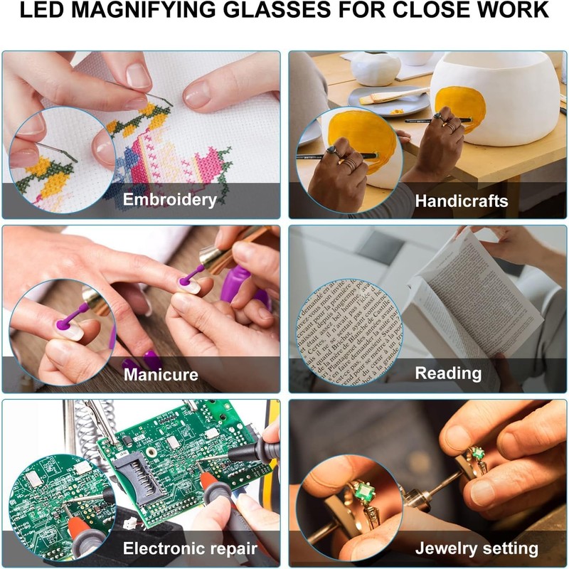 OKH 200% Bright LED Readers glasses lighted led magnifying eyewear