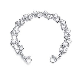 LinnaLove Double Heart Link Stainless Steel Interchangeable Medical Alert Bracelet (55)