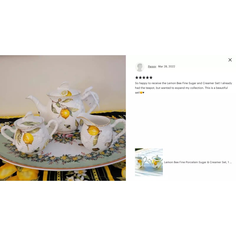 Grace's Teaware Grace Teaware Lemon Bee Fine Porcelain 3-Piece Tea