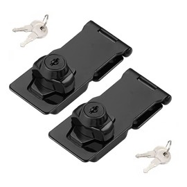 2 Packs Keyed Hasp Locks Twist Knob Keyed Locking Hasp for Small Doors, Cabinets and More,Stainless Steel Steel, Hasp Lock Catch Latch Safety Lock Door Lock with Keys (4inch, Bliack)