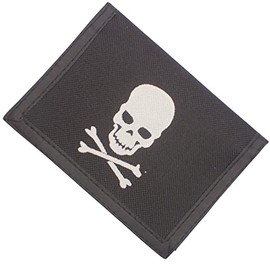 Topkids Accessories Skull and Crossbones Wallet for Boys Childrens Pirate Trifold Velcro Wallets (Large)