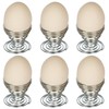 TRIXES 6 x Egg Cups Brushed Steel Wire Spiral Spring