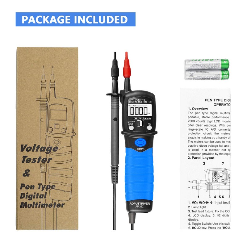 Digital Multimeter, Voltmeter, AC/DC Multi Tester for Voltage, Current, Resistance
