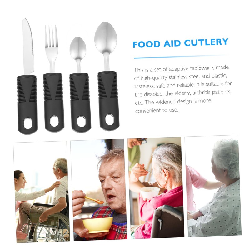 Healeved 1 Set Practical Cutlery Disabled Tableware Handicap Utensils Silverware
