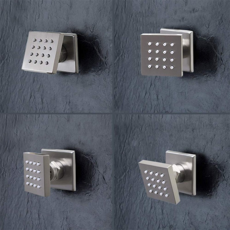 HOMEDEC Shower Jet Body Massage Wall Side Sprayer Square Brass