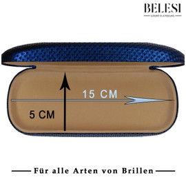 BELESI Glasses Case Hard Case Blue Carbon – Glasses Case for Men and Women – Hard Case – Glasses Case (Blue), blue