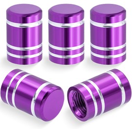 MEAJOO 5PCS Car Tire Valve Stem Caps, Aluminum Tire Valve Cap Set, Corrosion Resistant, with Rubber O-Ring, Universal for Cars, SUVs, Bike, Bicycles,Trucks and Motorcycles (Purple)