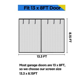 HBlife Garage Screen Doors for 1 Car Garage,13x8FT Fiberglass Magnetic Garage Door Screen, Hands Free Retractable Garage Net Screen Door Mesh with 6 Roll Up Starps and 30 Magnets for Patio, Gym, Porch