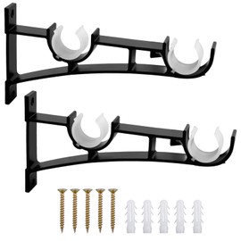 Black Curtain Rod Holder, 2 Pieces Aluminium Curtain Rod Holder, Curtain Rod Holder, Curtain Rod Holder, Curtain Pole Ceiling Bracket, Curtain Rod Supports for Wall Mounting