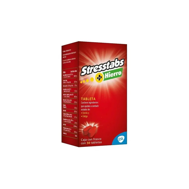 Stresstabs Multivitamínico Con Hierro Frasco Con 30 Tabletas Sin Sabor