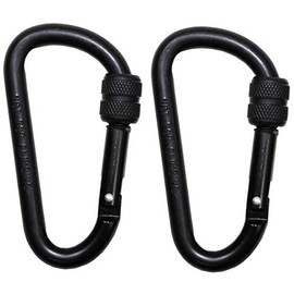 Max Fuchs Carabiner D 8MMx8CM Black Screw Lock Two Pack