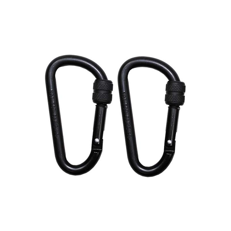 Max Fuchs Carabiner D 8MMx8CM Black Screw Lock Two Pack
